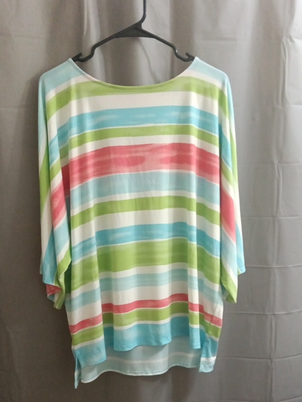 Striped Lightweight Women’s Top in Mint, Coral & Sky Blue